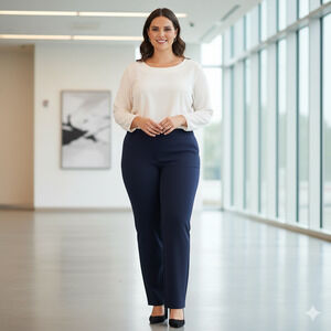Michel Studio Alex Straight Leg NWT Pocket Pant NWT 18W Navy Blue Professional